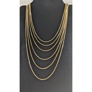 Multi Chain Gold Tone Necklace